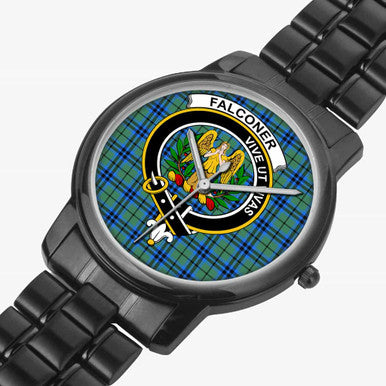 Scottish Falconer Clan Crest Tartan Folding Clasp Steel Quartz Watches Tartan Plaid Black 2