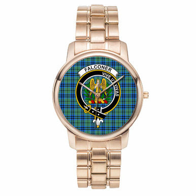 Scottish Falconer Clan Crest Tartan Folding Clasp Steel Quartz Watches Tartan Plaid Rose Gold 1