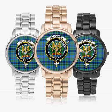 Scottish Falconer Clan Crest Tartan Folding Clasp Steel Quartz Watches Tartan Plaid All