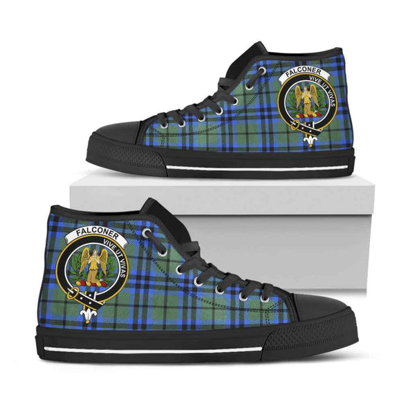 Scottish Falconer Clan Crest Tartan High Top Shoes Black Sole Tartan Plaid