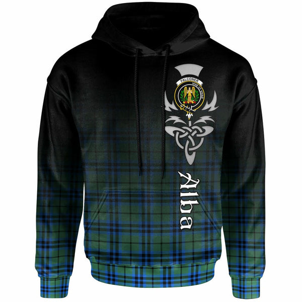 Scottish Falconer Clan Crest Tartan Hoodie - Alba Gu Brath Family Crest Celtic Inspired Front Side Tartan Plaid