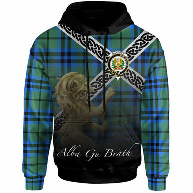 Scottish Falconer Clan Crest Tartan Hoodie - Scotland Lion Front Side Tartan Plaid
