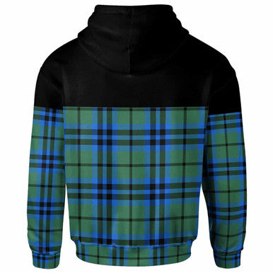 Scottish Falconer Clan Crest Tartan Hoodie - Horizontal Style Back Side Tartan Plaid