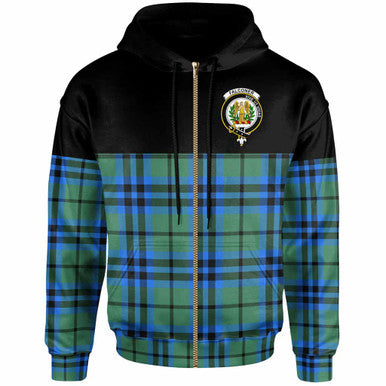Scottish Falconer Clan Crest Tartan Hoodie - Horizontal Style Zip-up Tartan Plaid