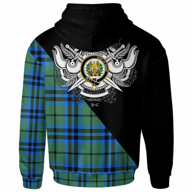 Scottish Falconer Clan Crest Tartan Hoodie - Military Logo Back Side Tartan Plaid