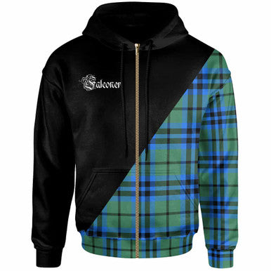 Scottish Falconer Clan Crest Tartan Hoodie - Military Logo Zip-up Tartan Plaid