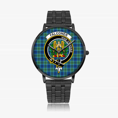Scottish Falconer Clan Crest Tartan Instafamous Steel Quartz Watches Tartan Plaid Black 1