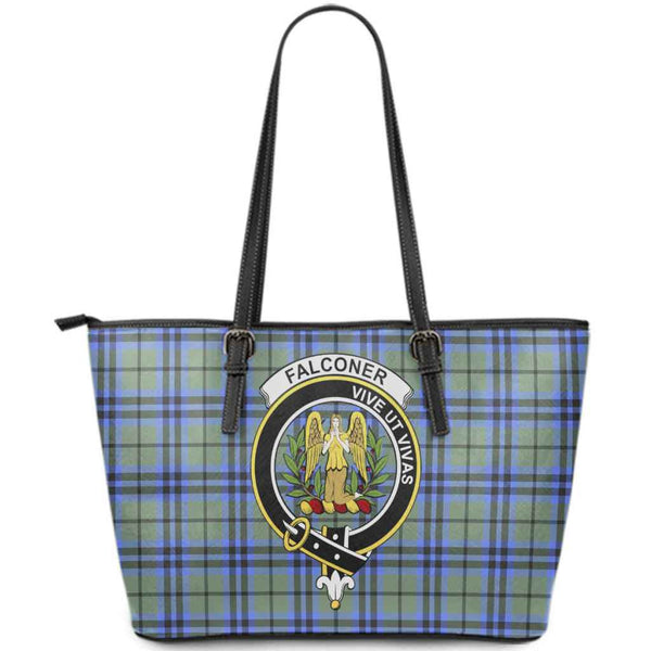 Scottish Falconer Clan Crest Tartan Leather Tote Tartan Plaid