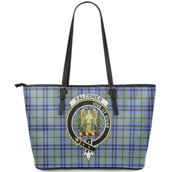Scottish Falconer Clan Crest Tartan Leather Tote Tartan Plaid