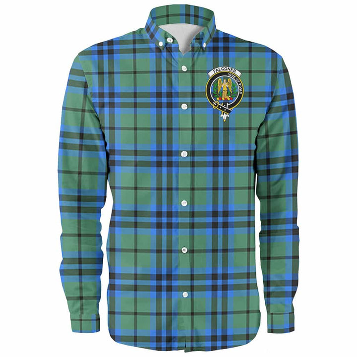 Scottish Falconer Clan Crest Tartan Long Sleeve Shirt Front Side Tartan Plaid