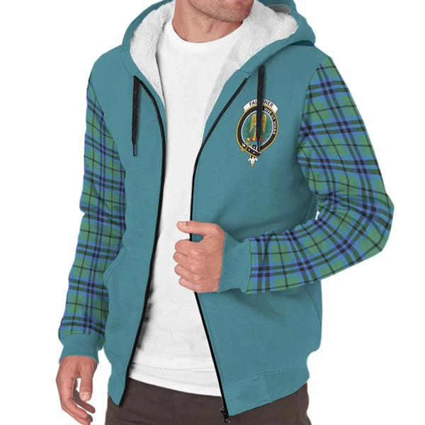 Scottish Falconer Clan Crest Tartan Plaid Sleeve Sherpa Hoodie