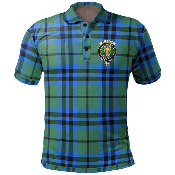 Scottish Falconer Clan Crest Tartan Polo Shirt Front Side Tartan Plaid