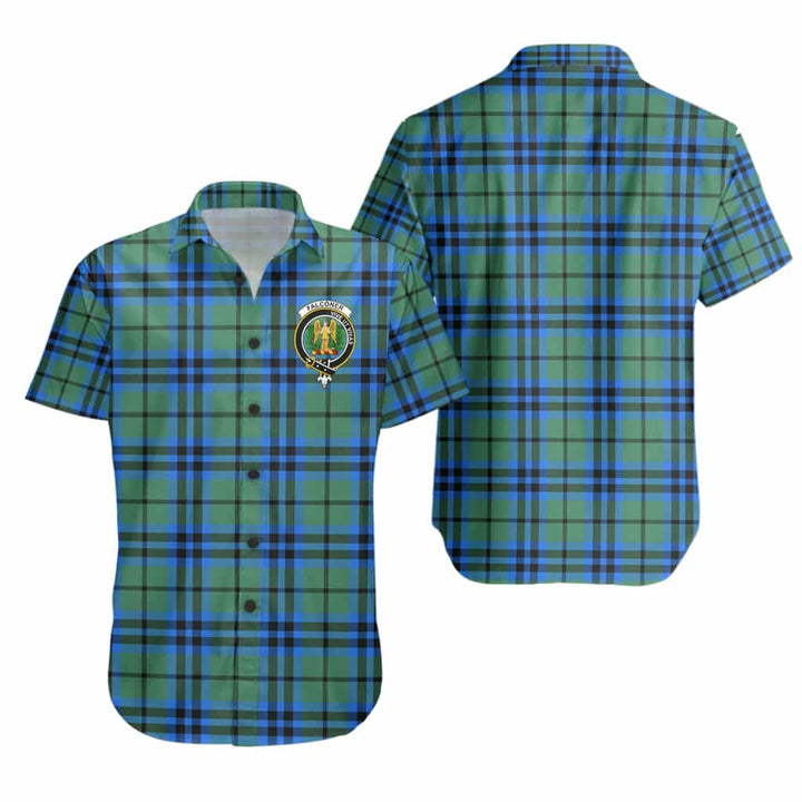 Scottish Falconer Clan Crest Tartan Short Sleeve Shirt Tartan Plaid