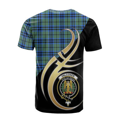 Scottish Falconer Clan Crest Tartan T-Shirt Believe in Me Back Side Tartan Plaid