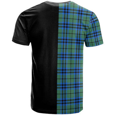 Scottish Falconer Clan Crest Tartan T-Shirt Half in Me Back Side Tartan Plaid