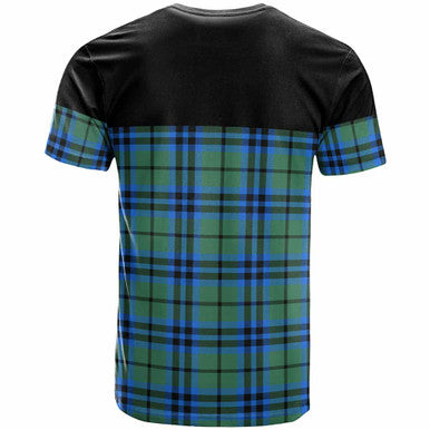 Scottish Falconer Clan Crest Tartan T-Shirt - Horizontal Style Back Side Tartan Plaid