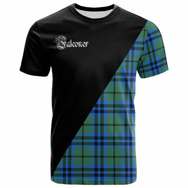 Scottish Falconer Clan Crest Tartan T-Shirt - Military Logo Front Side Tartan Plaid