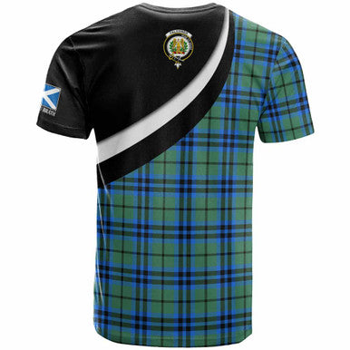 Scottish Falconer Clan Crest Tartan T-Shirt - Scotland Forever Style Back Side Tartan Plaid