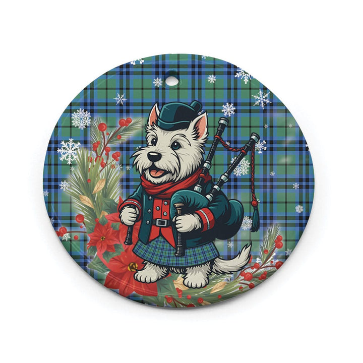Scottish Falconer Clan Tartan Ceramic Ornament Cute Scottish Terrier Dog Circle Style Tartan Plaid