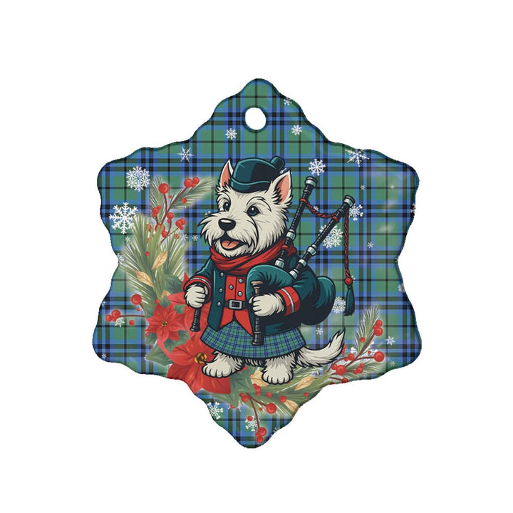 Scottish Falconer Clan Tartan Ceramic Ornament Cute Scottish Terrier Dog Snow Flake Style Tartan Plaid