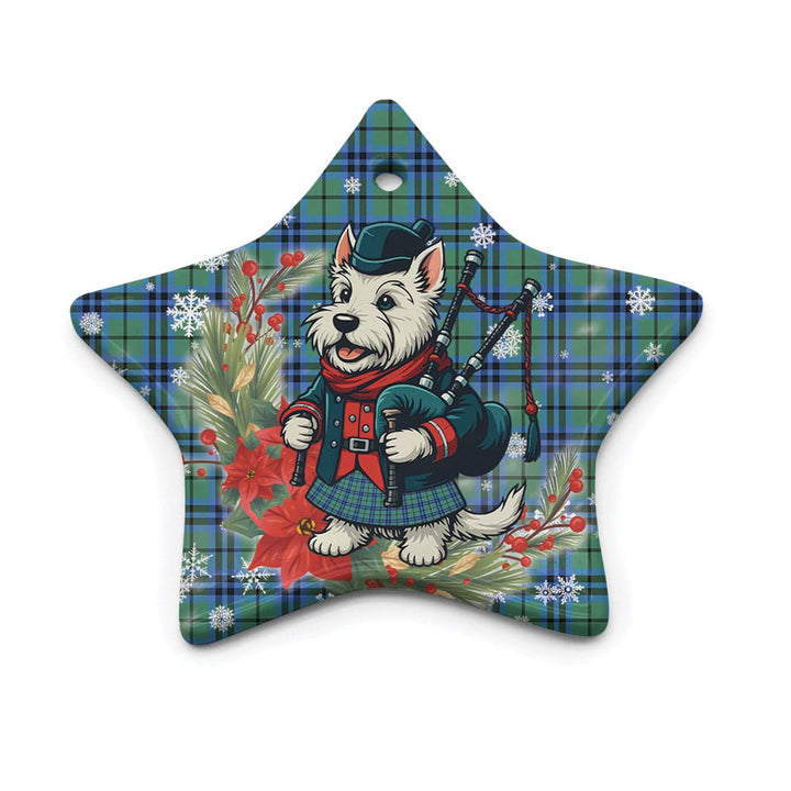 Scottish Falconer Clan Tartan Ceramic Ornament Cute Scottish Terrier Dog Star Style Tartan Plaid
