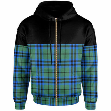 Scottish Falconer Clan Tartan Hoodie - Horizontal Style Zip Tartan Plaid