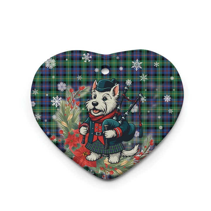 Scottish Farquharson Ancient Clan Tartan Ceramic Ornament Cute Scottish Terrier Dog Heart Style Tartan Plaid