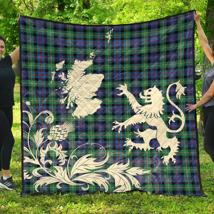 Scottish Farquharson Ancient Clan Tartan Quilt Rampant Lion with Thistle Tartan Plaid 1