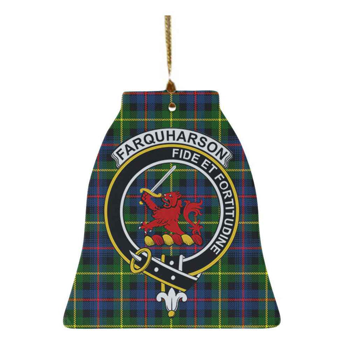 Scottish Farquharson Clan Crest Tartan Ceramic Ornament Bell Shape Tartan Plaid