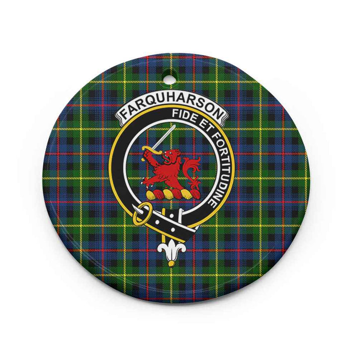 Scottish Farquharson Clan Crest Tartan Ceramic Ornament Circle Shape Tartan Plaid