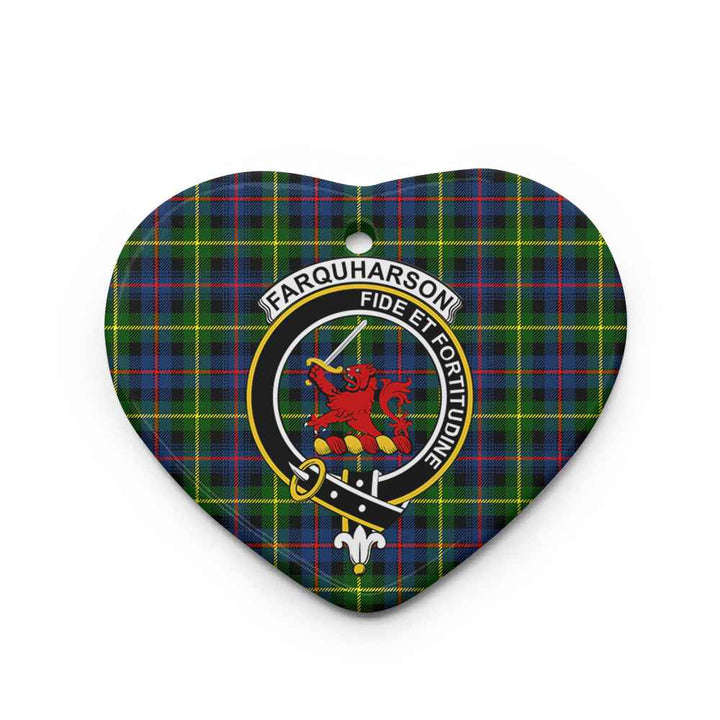 Scottish Farquharson Clan Crest Tartan Ceramic Ornament Heart Shape Tartan Plaid