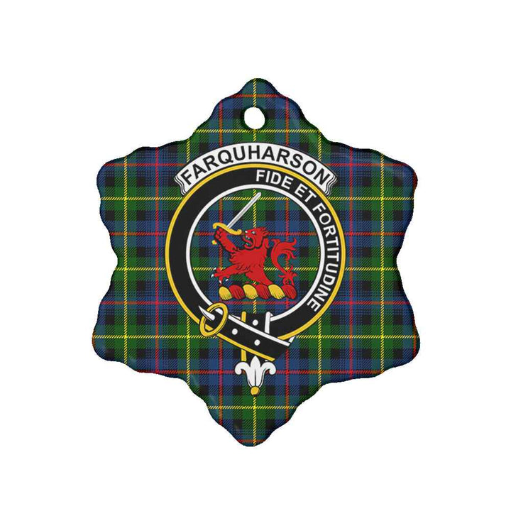 Scottish Farquharson Clan Crest Tartan Ceramic Ornament Snow Flake Shape Tartan Plaid