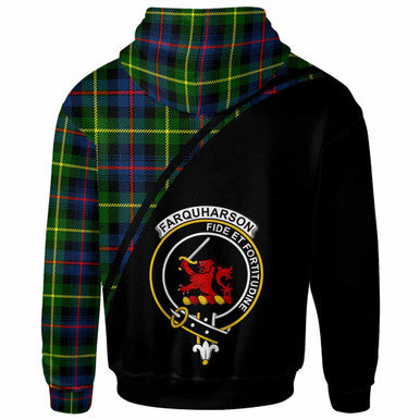 Scottish Farquharson Clan Crest Tartan Curve Hoodie Back Side Tartan Plaid