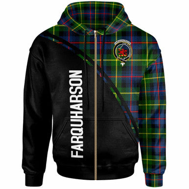 Scottish Farquharson Clan Crest Tartan Curve Hoodie Zip-up Tartan Plaid