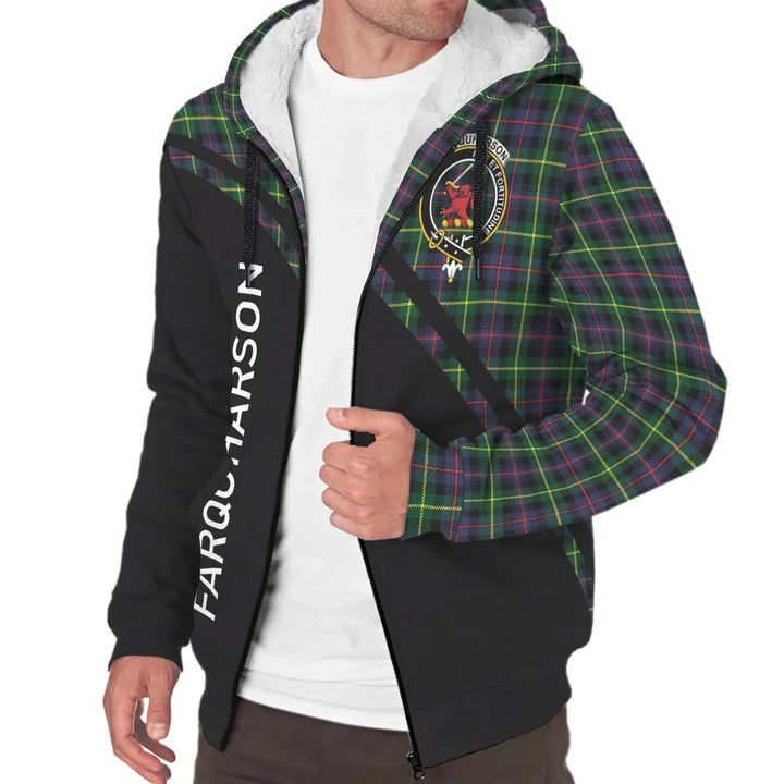 Scottish Farquharson Clan Crest Tartan Curve Sherpa Hoodie