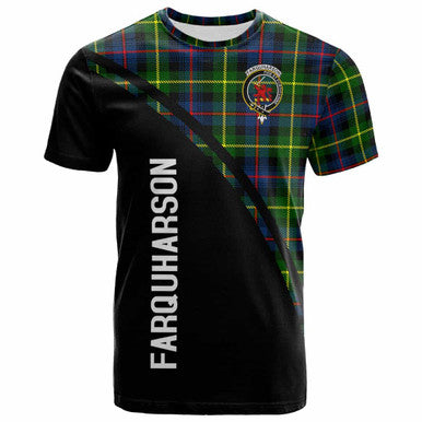 Scottish Farquharson Clan Crest Tartan Curve T-Shirt Front Side Tartan Plaid