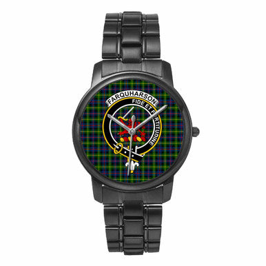 Scottish Farquharson Clan Crest Tartan Folding Clasp Steel Quartz Watches Tartan Plaid Black 1