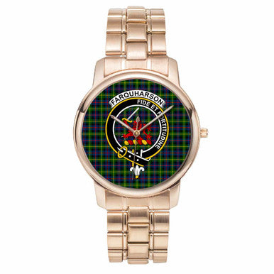 Scottish Farquharson Clan Crest Tartan Folding Clasp Steel Quartz Watches Tartan Plaid Rose Gold 1