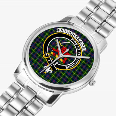 Scottish Farquharson Clan Crest Tartan Folding Clasp Steel Quartz Watches Tartan Plaid Silver 2