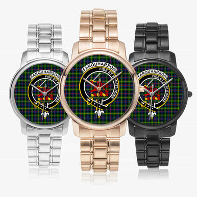 Scottish Farquharson Clan Crest Tartan Folding Clasp Steel Quartz Watches Tartan Plaid All