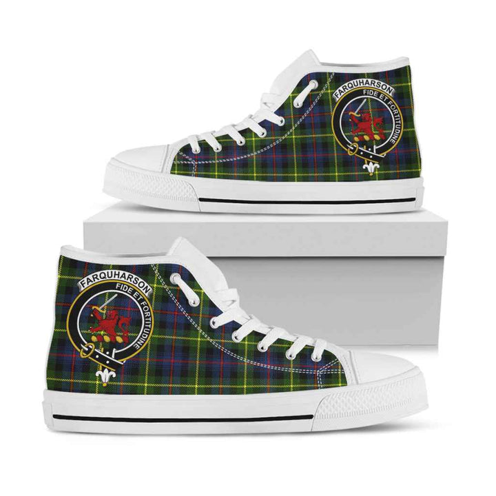 Scottish Farquharson Clan Crest Tartan High Top Shoes White Sole Tartan Plaid
