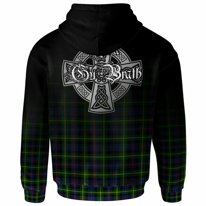 Scottish Farquharson Clan Crest Tartan Hoodie - Alba Gu Brath Family Crest Celtic Inspired Back Side Tartan Plaid