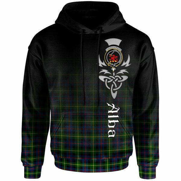Scottish Farquharson Clan Crest Tartan Hoodie - Alba Gu Brath Family Crest Celtic Inspired Front Side Tartan Plaid