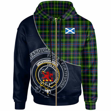 Scottish Farquharson Clan Crest Tartan Hoodie - Bend Style Zip-up Tartan Plaid