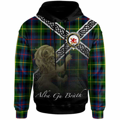 Scottish Farquharson Clan Crest Tartan Hoodie - Scotland Lion Front Side Tartan Plaid
