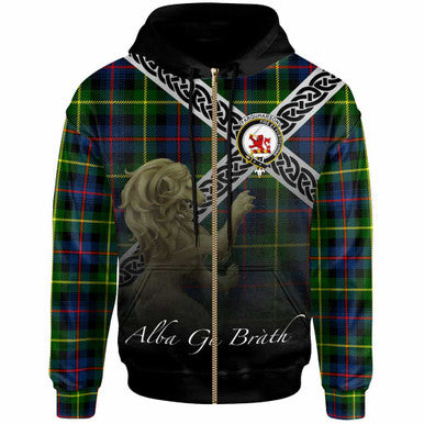 Scottish Farquharson Clan Crest Tartan Hoodie - Scotland Lion Zip-up Tartan Plaid