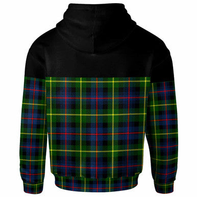 Scottish Farquharson Clan Crest Tartan Hoodie - Horizontal Style Back Side Tartan Plaid