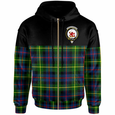 Scottish Farquharson Clan Crest Tartan Hoodie - Horizontal Style Zip-up Tartan Plaid