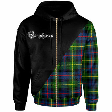 Scottish Farquharson Clan Crest Tartan Hoodie - Military Logo Zip-up Tartan Plaid