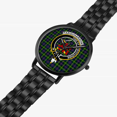 Scottish Farquharson Clan Crest Tartan Instafamous Steel Quartz Watches Tartan Plaid Black 2